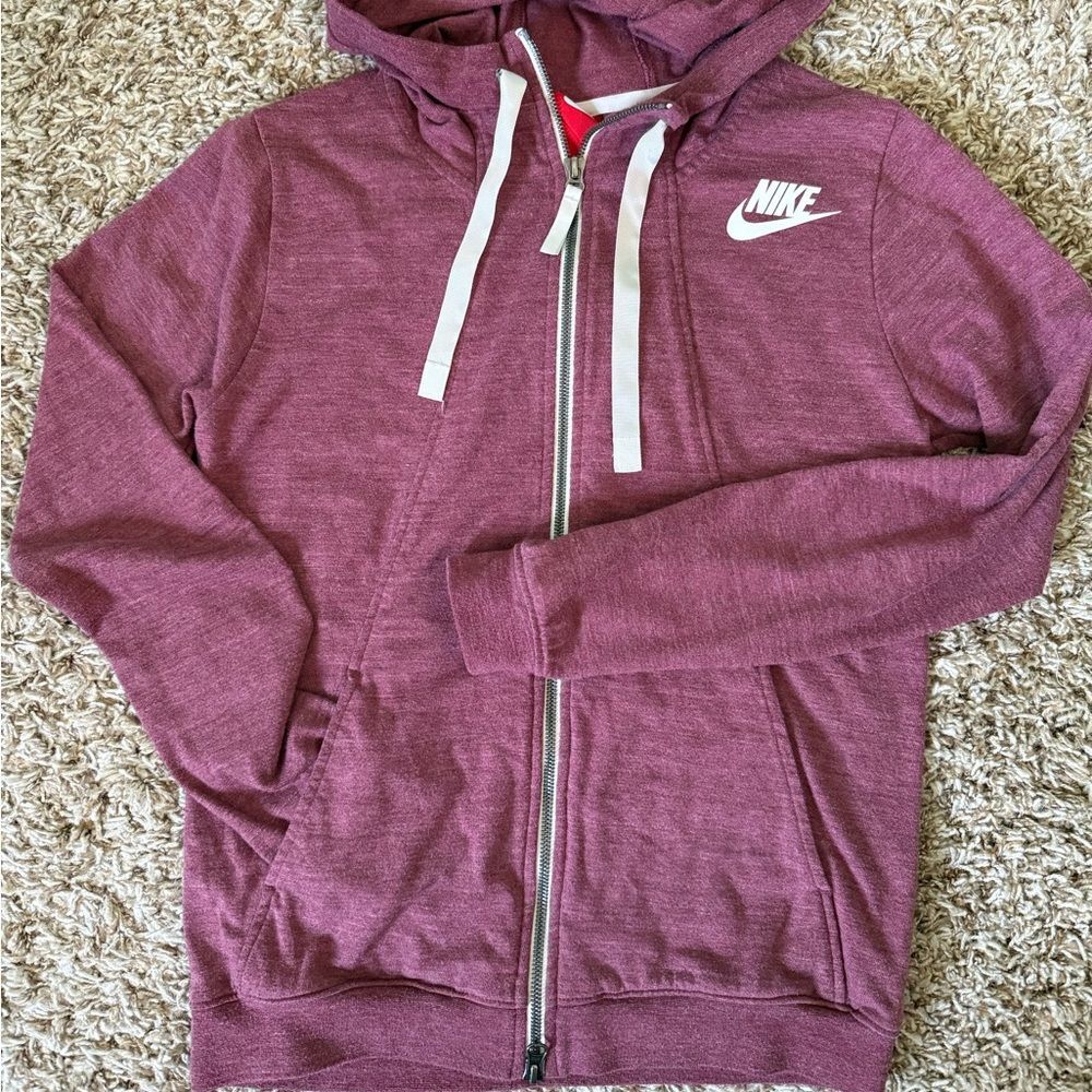 Nike Zip Up Hooded Jacket Lightweight Rose Mauve Athleisure Streetwear Womens S - Picture 1 of 8